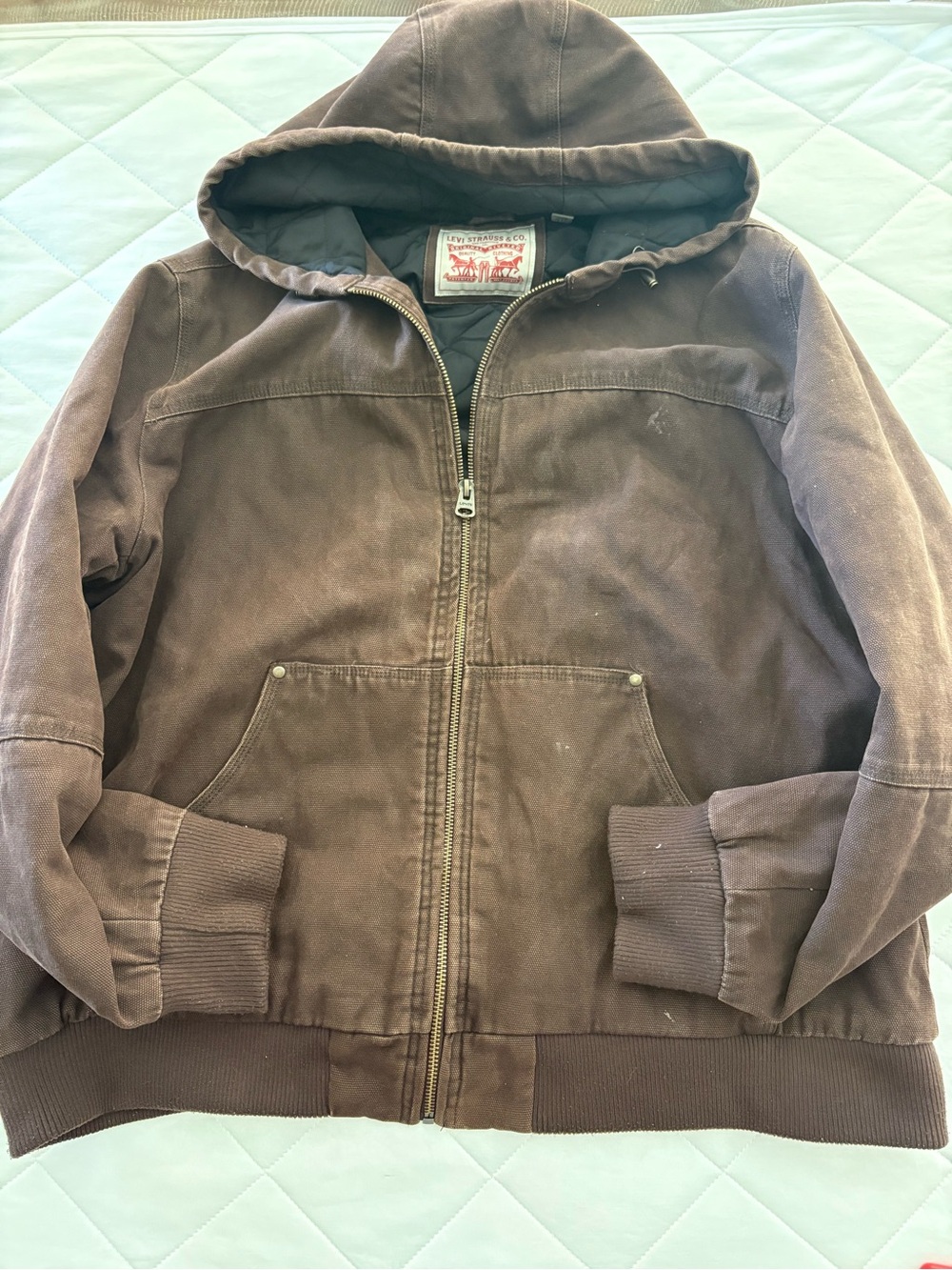 Levi’s Vintage Y2K Brown Canvas Quilted Hooded Workwear Jacket XL